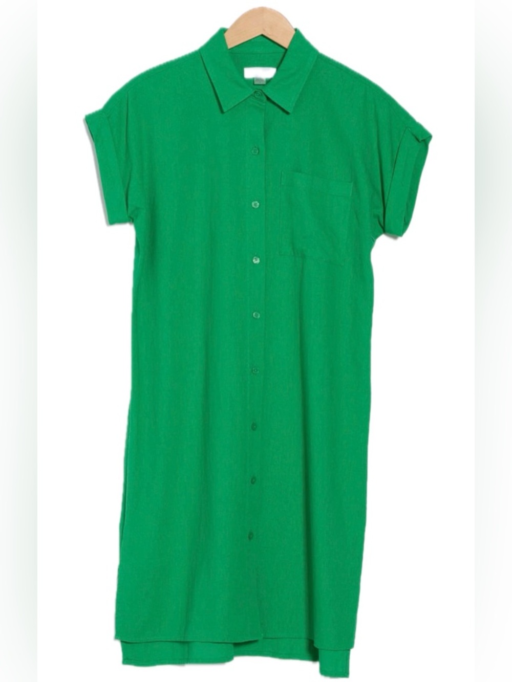 Classic Shirt Dress Sz 8 Calvin Klein Fern Linen Blend